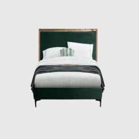 מיטת יחיד מרופדת בד צבע ירוק כולל מסגרת עץ דגם מרקו SB